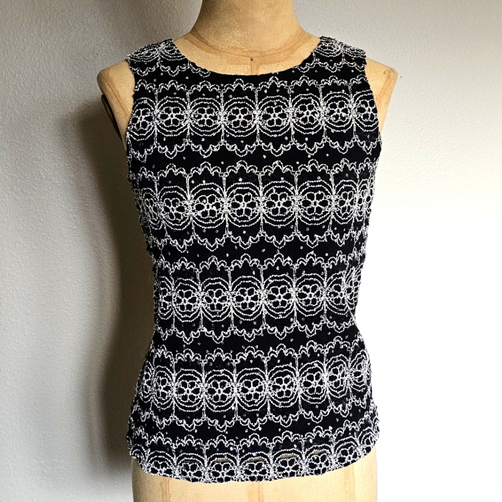 Sequin Embroidered Formal Sleeveless Top